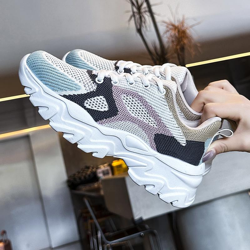 TUINANLE Damesko Mesh Pustende Unisex-plattformsneakers Blandede farger Uformelle menn tennissko