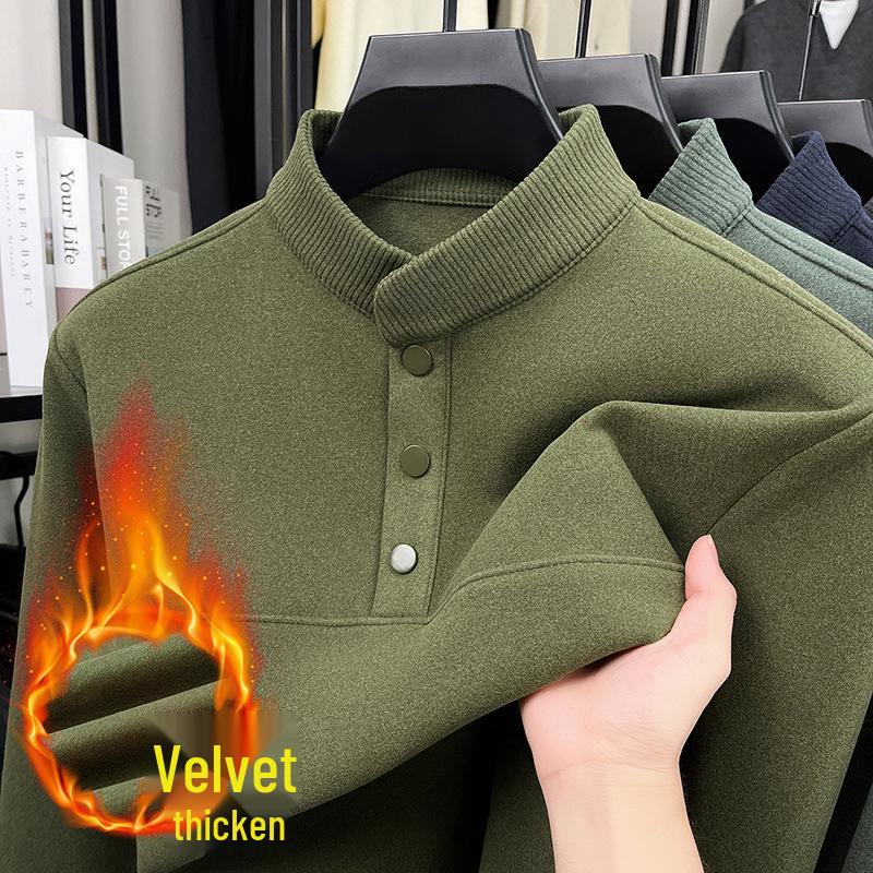 

Mid-age Men s Velvet Fleece Hoodie: Double-Sided, Long-Sleeve, Half-High Collar for Autumn/Winter XXXXL for 180-200 jin