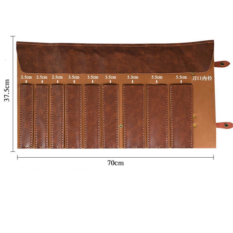 Bolsa Enrollable Duradera para Cuchillos de 8 9 11 Ranuras Piel PU Chef Santoku Cuchillo de Carnicero Estuche de Transporte Japonés Bolsillo de Almacenamiento para Cuchillos de Viaje Profesional