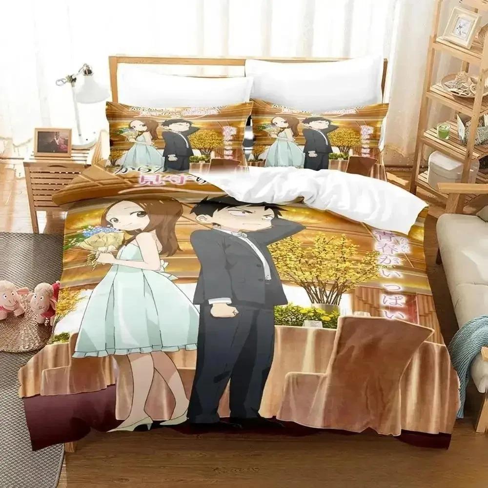 

Teasing Master Takagi-san Комплект постельного белья Single Twin Full Queen King Size Комплект постельного белья для взрослых и детей, комплект пододеяльников, 3D-кровать в стиле аниме 70x133cm 2pcs