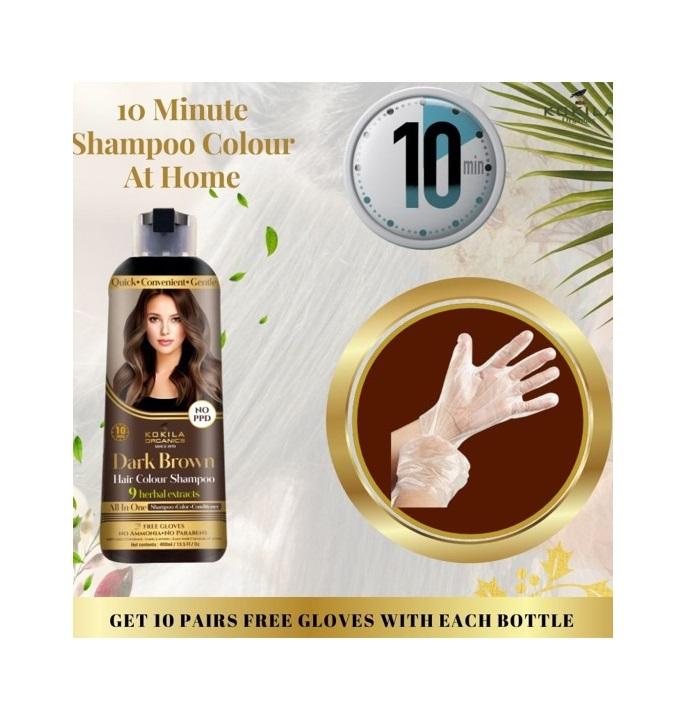 Organics Hair Color Shampoo With Natural Extracts 400 ml - Dark Brown