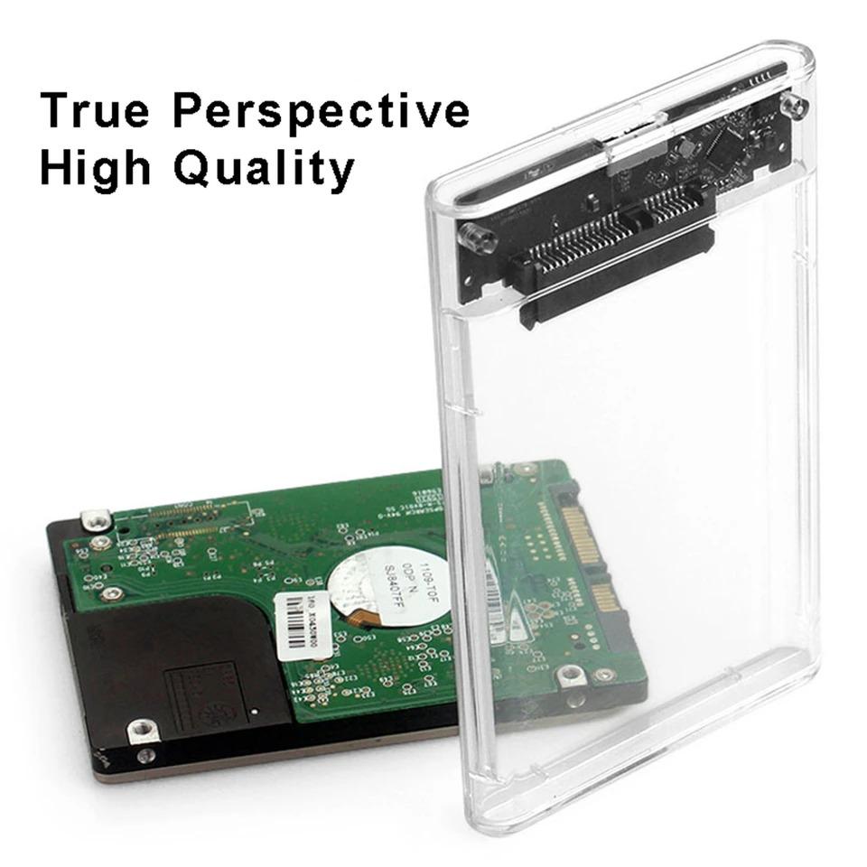 USB External HDD Case 5Gbps 2.5 Inch Transparent Hard Disk Case Hard Drive Enclosure SATA HDD SSD Storage Case for Laptop PC