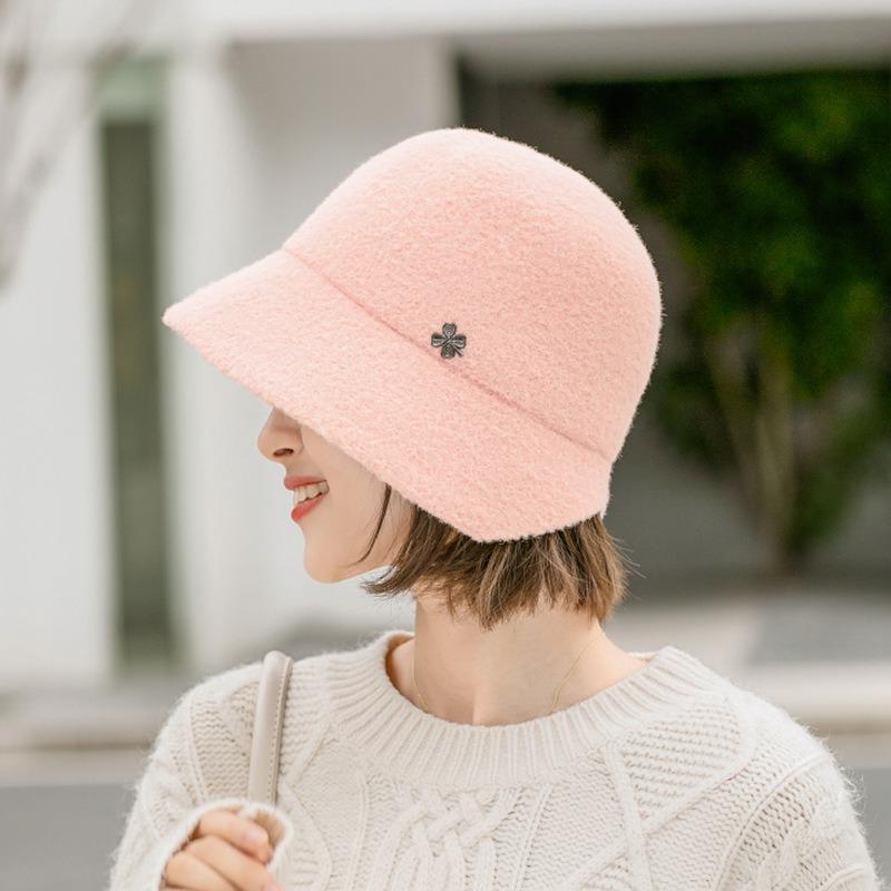 Čepice Ženy Podzim Zima Všestranná umyvadlová čepice Teplá čepice Celebrity Vlněné Jednobarevné Rybářské čepice