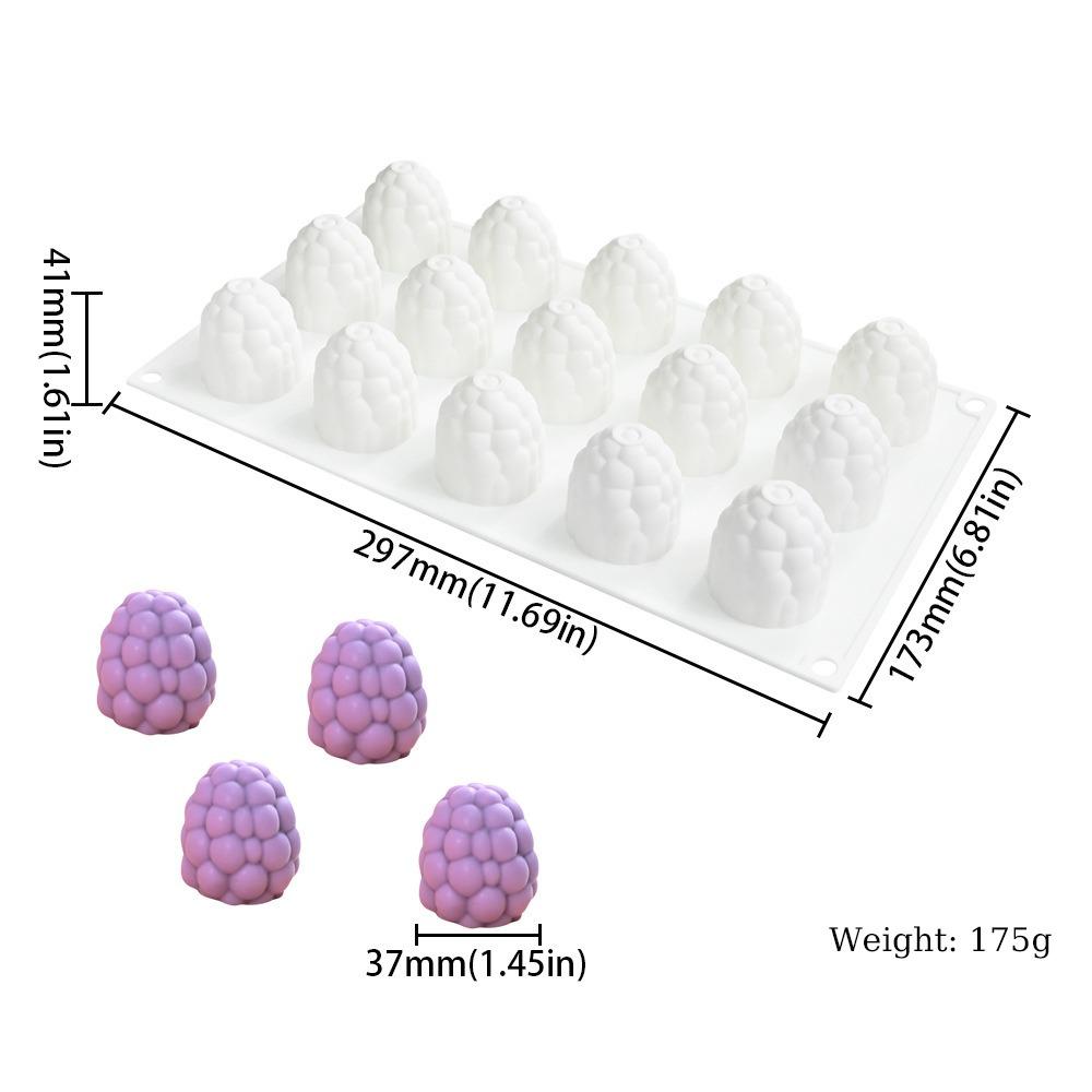 15 Cavity Almond Peach Chocolate Mold Silicone Non-Stick Mousse Cake Mold Food Grad White Dessert Mold for Dessert Baking