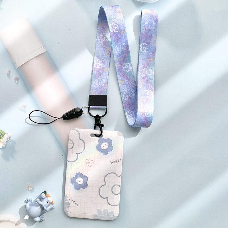 Estuche deslizante de dibujos animados Kawaii, etiqueta de identificación, funda para permiso de trabajo, funda con estampado de oso y conejo, soporte para tarjeta con nombre de permiso de trabajo