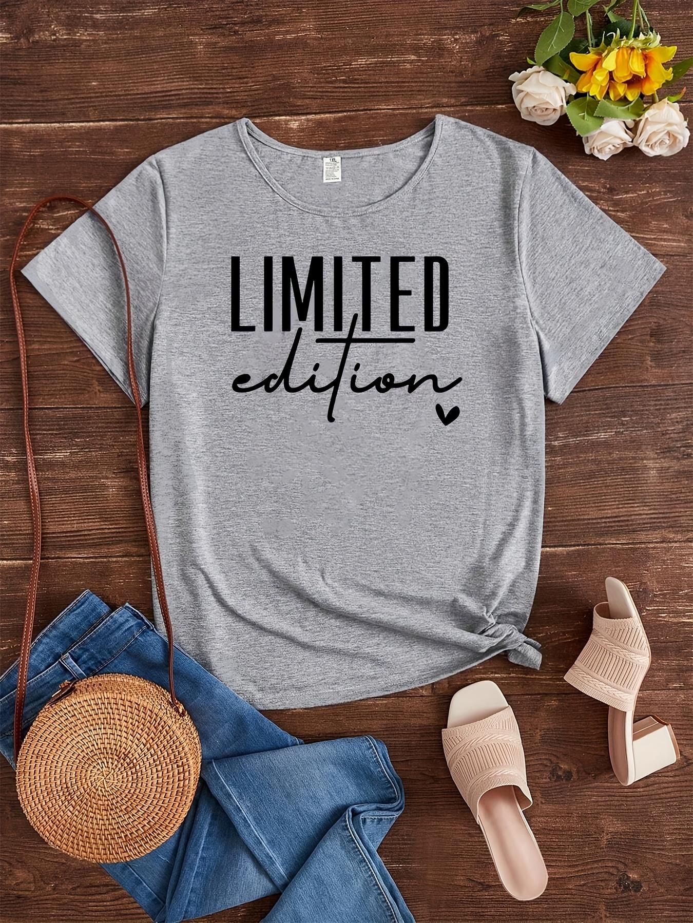 

Limited Letter Print T-Shirt Casual Crew Neck Short Sleeve Fashion Tee Simple Design Showing Natural And Elegant Style Trendy 4XL