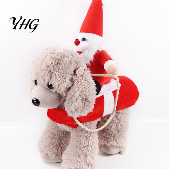 Pet Birthday Costume Santa Rider Dog Costume, Christmas Outfit, Adjustable Closure, Funny Festival Large Apparel for Small To Medium Dogs, Holiday