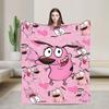 Couraged Cowardlys Dogs Knitted Blanket Coral Fleece Plush Cartoon UltraSoft Throw Blankets for Bedding Couch Bedspread