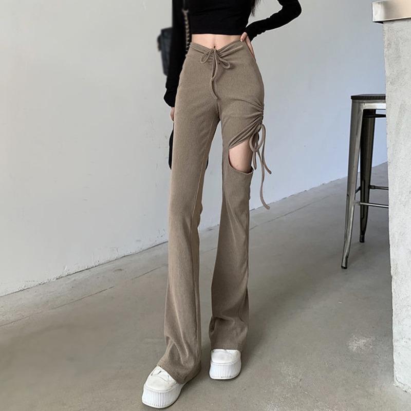 

Брюки-поло Брюки-клеш Высокая талия Дизайн Сплошной цвет M