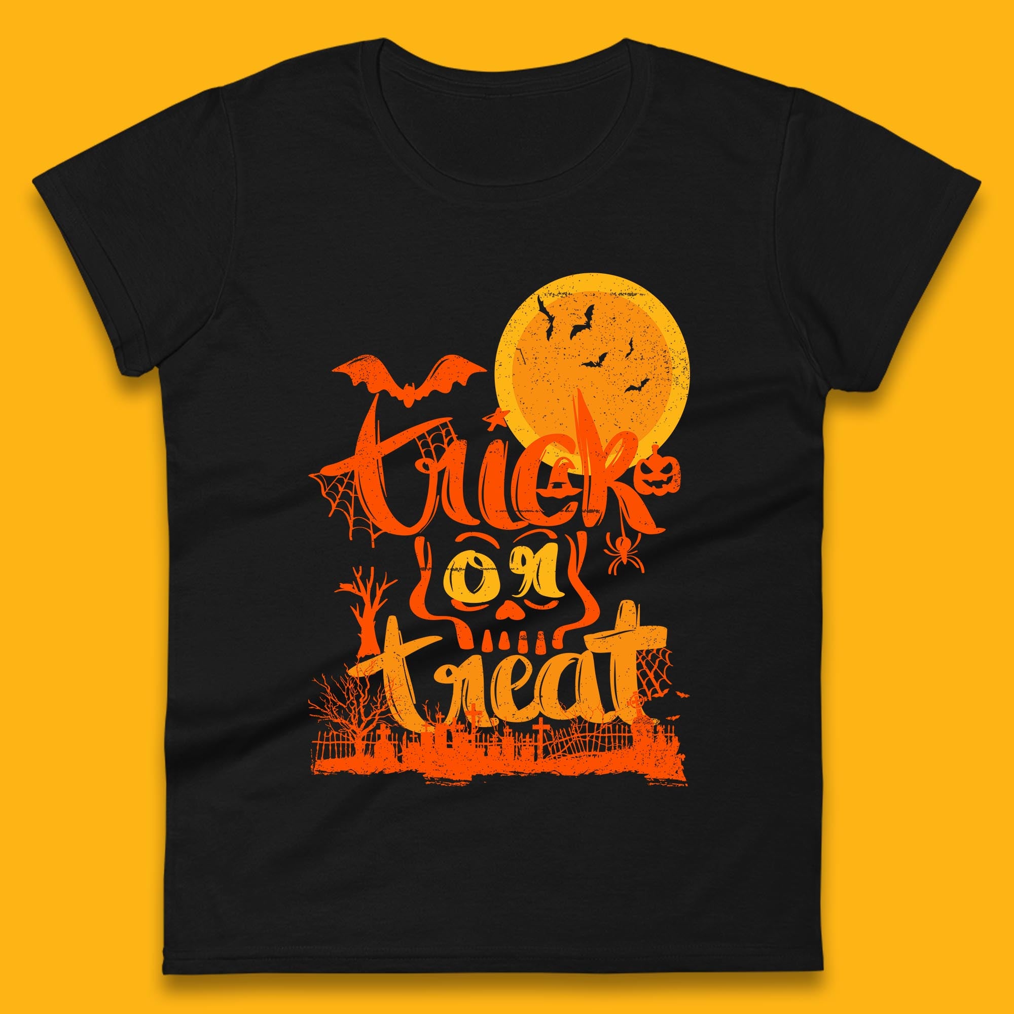 Trick Or Treat Happy Halloween Horror Scary Spooky Season Halloween Vibes Womens Tee T Shirt Mens Tops Unisex Top 4XL