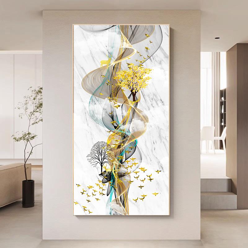 

Скандинавский стиль, золотой олень, дерево, печать на холсте, плакаты, роскошное настенное искусство, современные картины на холсте для вашей гостиной, домашний декор 20x40cm