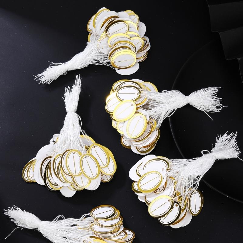 500Pcs Oval Price Labels for Jewelry Display Sturdy Paper Hanging Cards with Pre Punched Holes