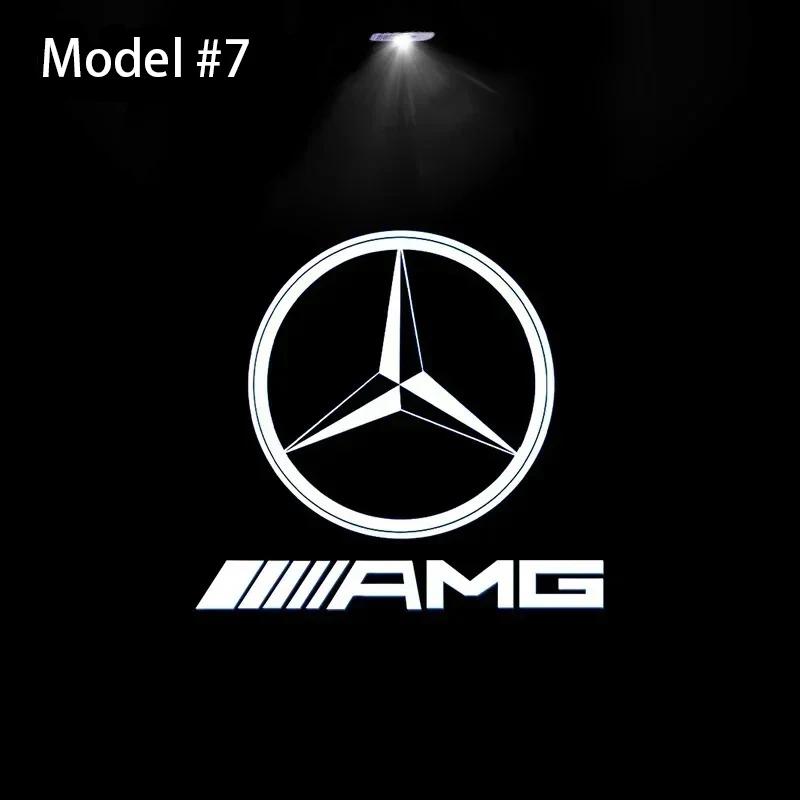 2Pc LED Car Styling Welcome Door Lights Emblem Accessory For Mercedes Benz AMG W205 C300 W203 W206 W108 W124 W126 W140 W168 W169