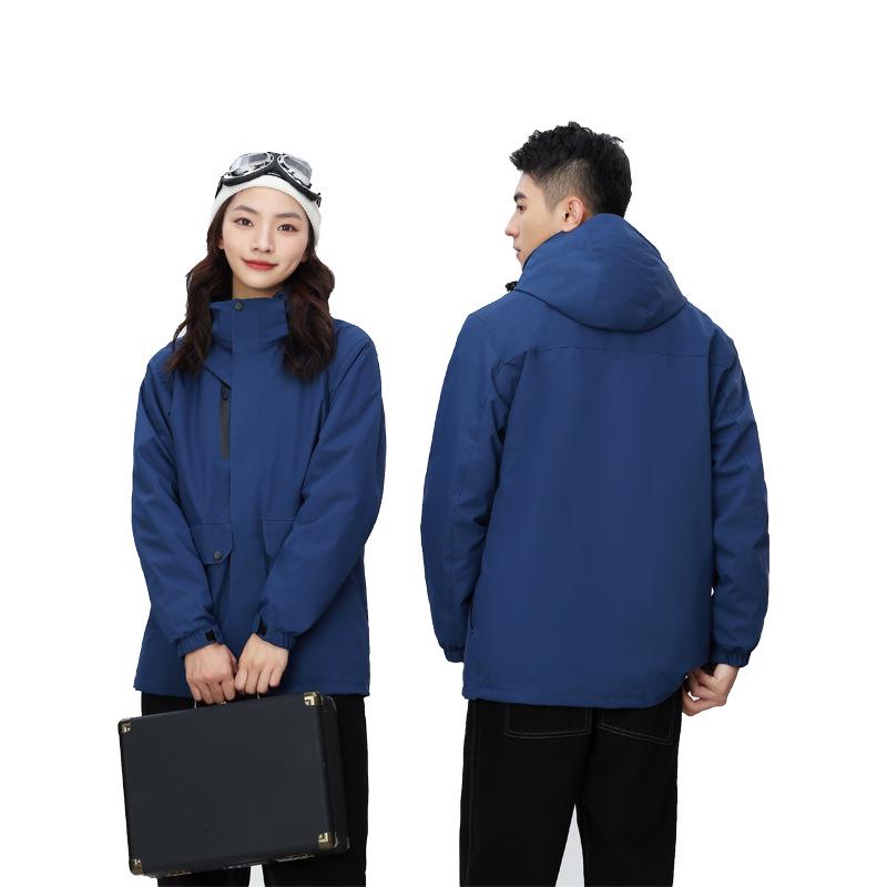 Unisex Waterproof & Windproof Hooded Fashion Storm Jacket, 3-in-1 Design for Outdoor Sports