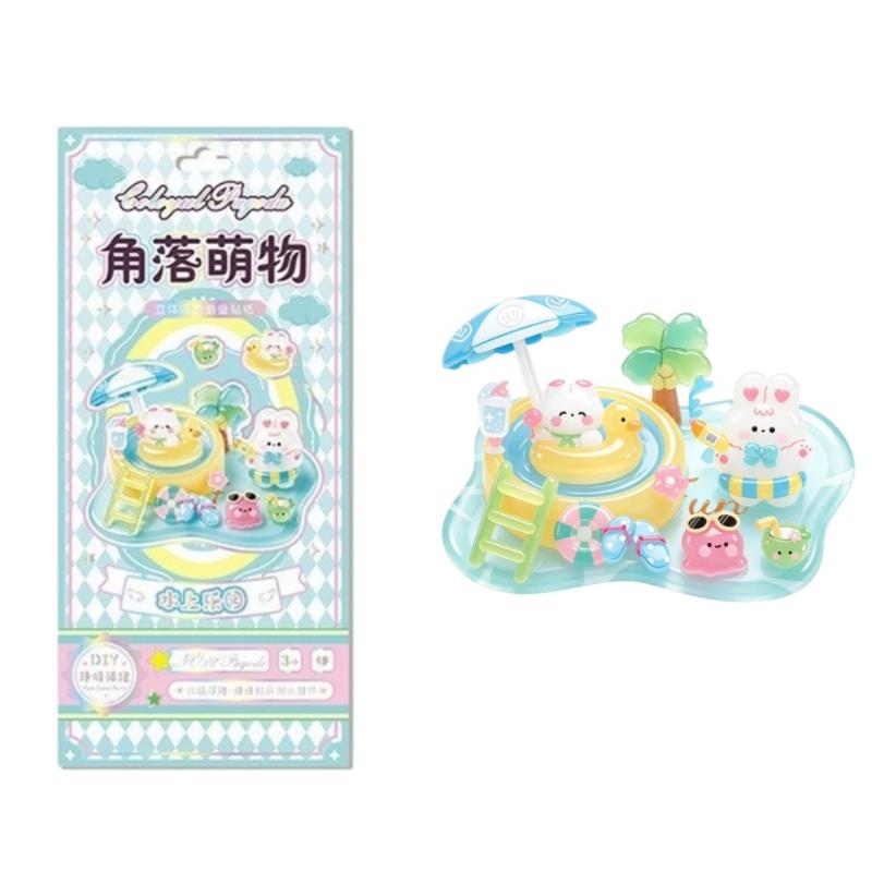 3D Stacked Crystal Stickers Cute Animal Pattern Non-Toxic Safe Decals for Girls Boys Birthday Gifts Classroom Prizes