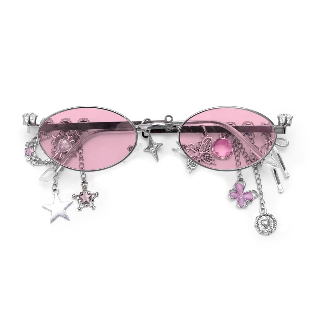 Fashion Diamond Small Frame Elliptical Glasses Woman for Women Metal Blue Light Blocking Glasses Japanese Retro Y2K Eyeglasses