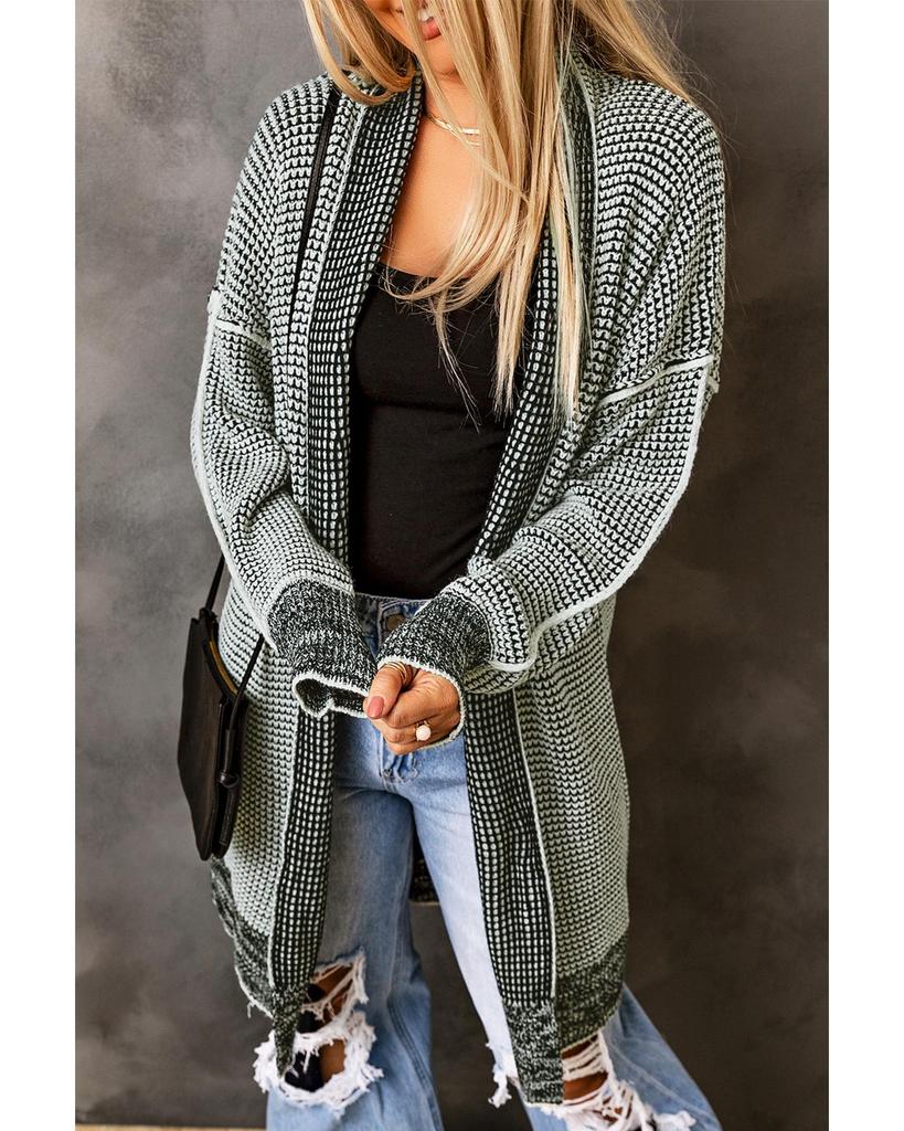 Azura Exchange Knitted Plaid Long Cardigan