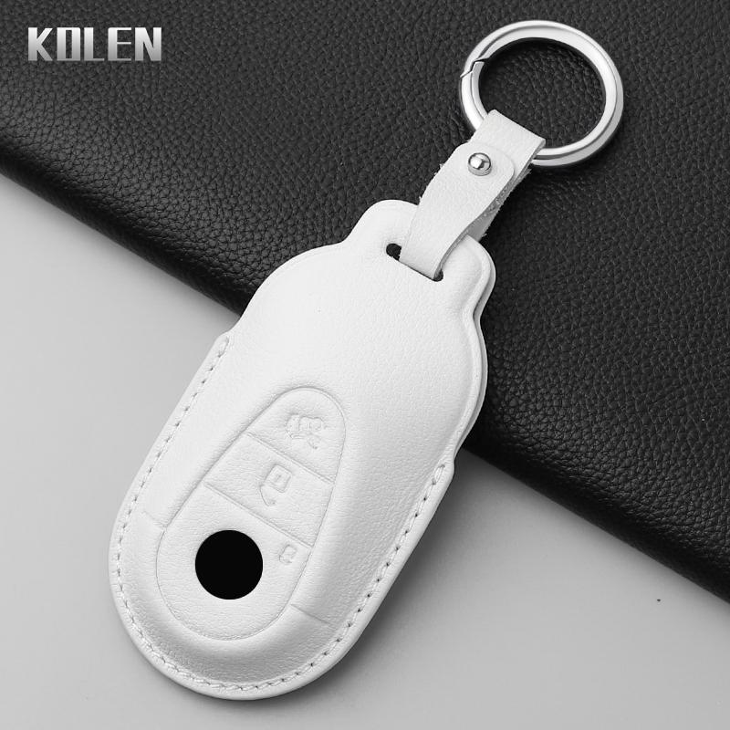 Genuine Genuine Leather Auto Key Fob Cover Case Housing Fit For Mercedes Benz C E S Class Glc W206 W223 W214 E300 C260 C300 S450 S500 Auto