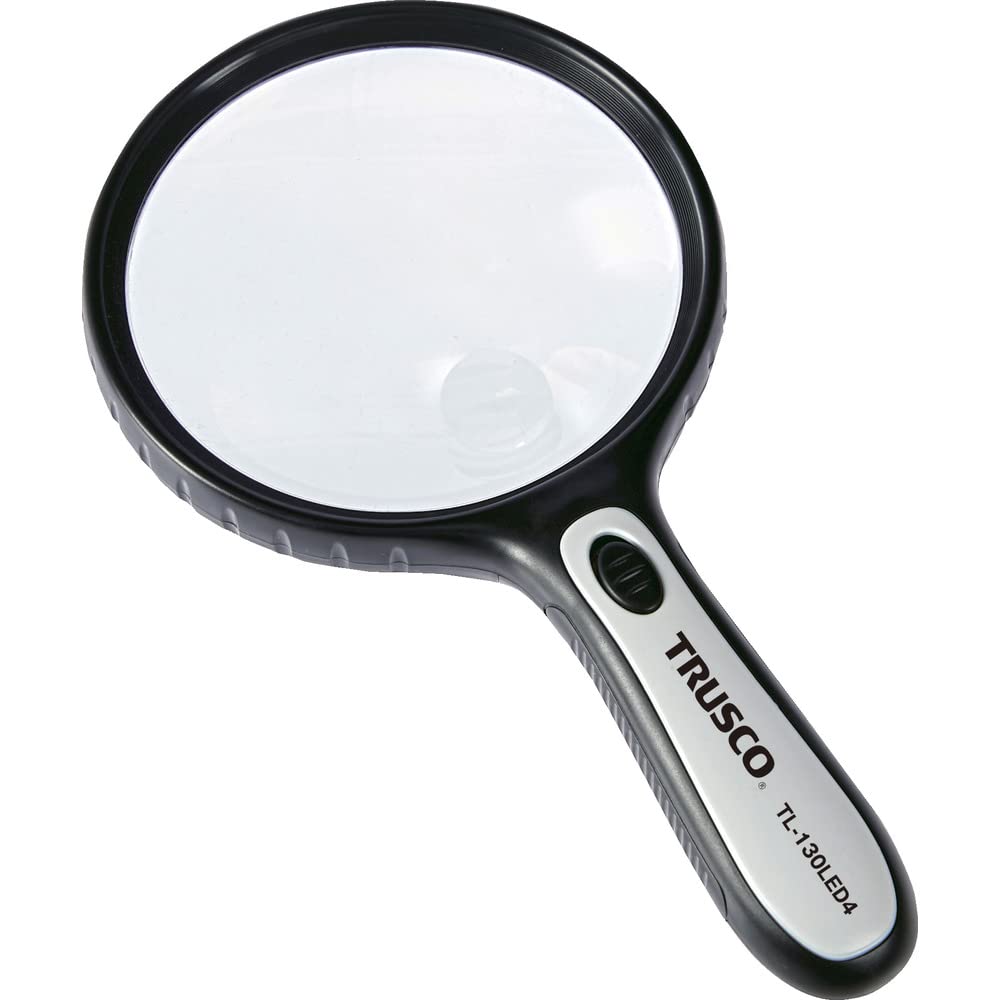 TRUSCO Handheld Magnifier with 4 Magnification TL-130LED4 LEDs, 130mm, 1.8x (6x)