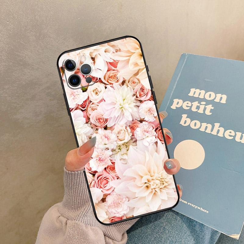 Pink Roses Bouquet Flowers Case For iPhone 17 Air 16 15 14 13 11 12 Pro Max 13 mini XR 15 16 Plus 16e Back Cover Shell