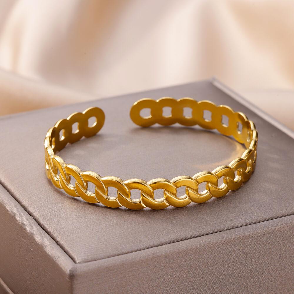 316L Stainless Steel Bangles For Women Vintage Punk Open Wide Bangle Bracelets Exquisite Wedding Jewelry Gift