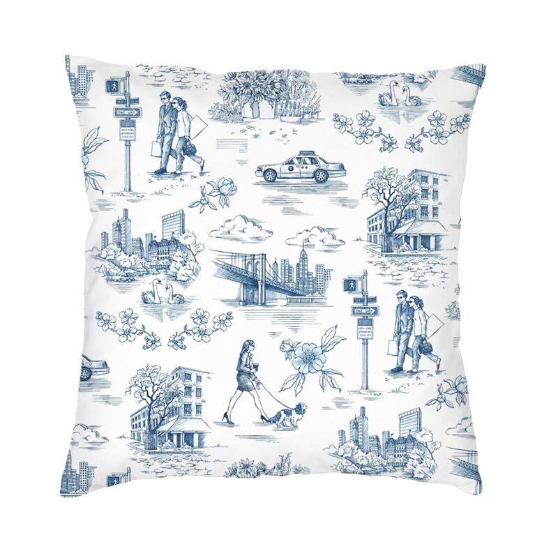 Red And White Toile De Jouy Cushion Covers Sofa Home Decor Square Throw Pillow Cover 45x45cm