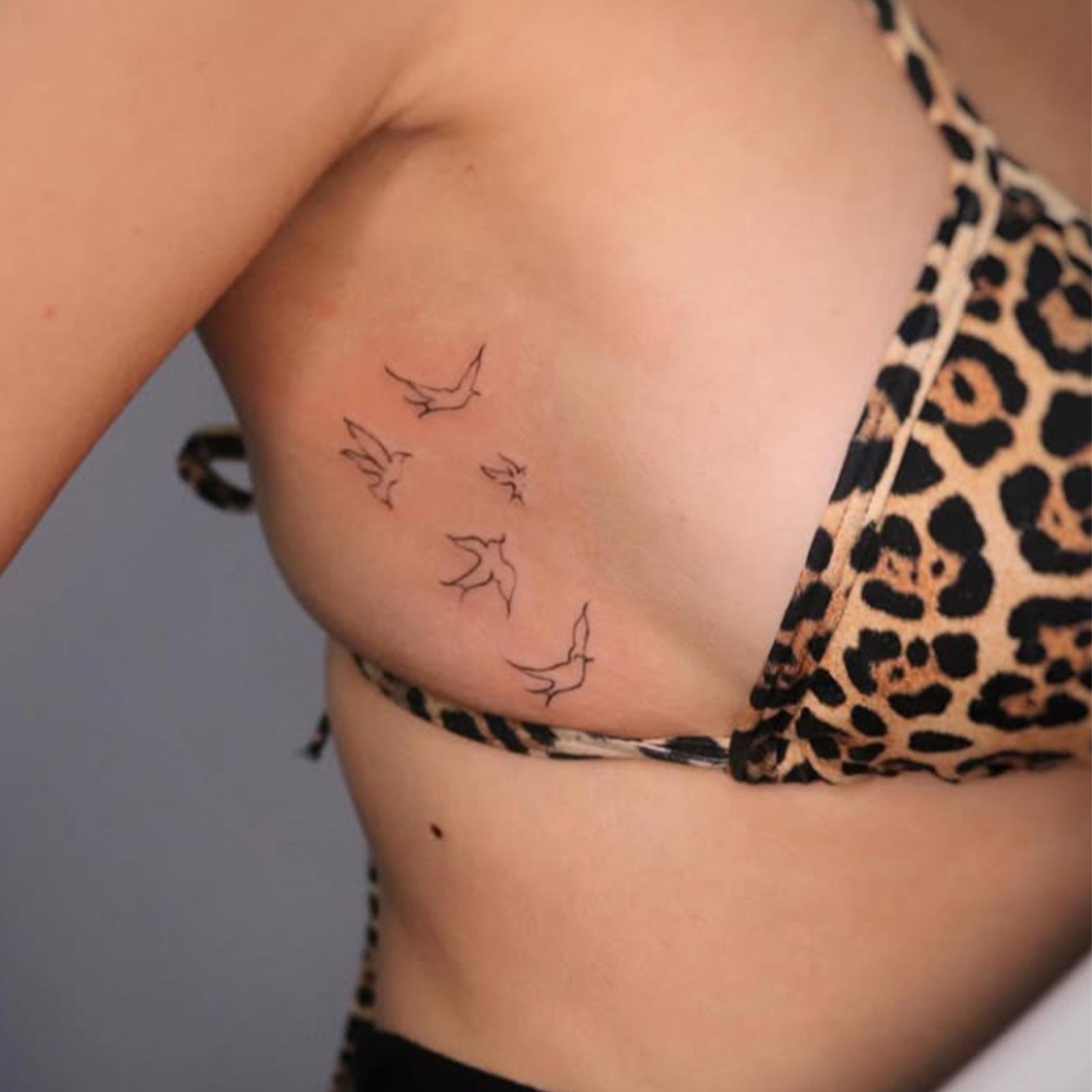 Glow Makeup Unisex White Pigeon Stick Figure Tattoo Sticker High-End Sense Niche Simple Small Fresh Waist And Abdomen Tattoo Sticker