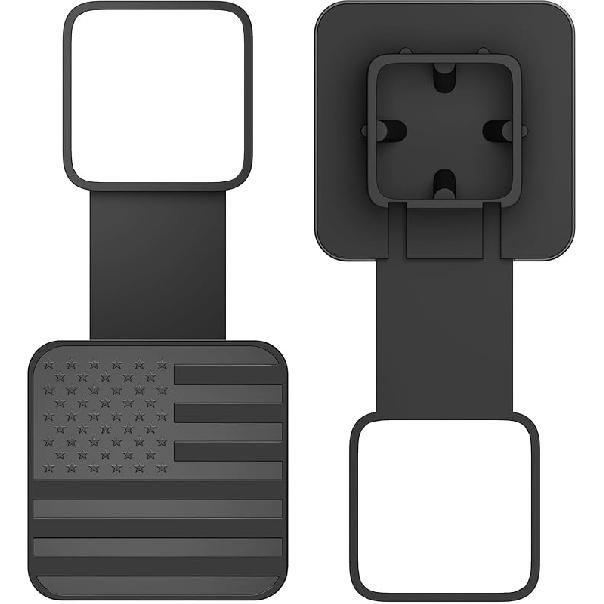 2 Inch Trailer Hitch Cover With American Flag, Metal Trailer Hitch Cover Fit For 2 Inch Hitch Receivers Class 3 4 5, 2 Rubber Hitch Tube Cover Plug чёрный
