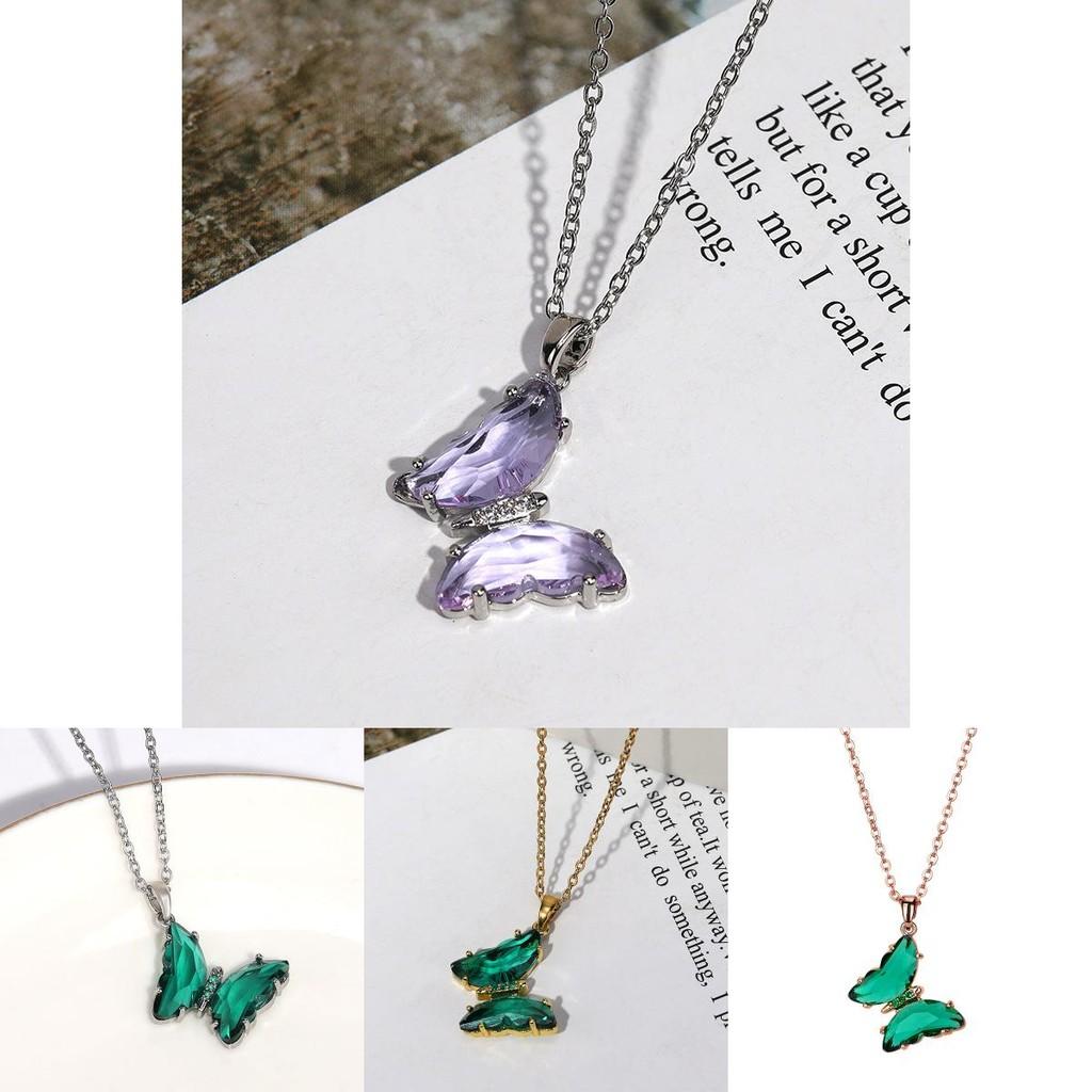 Steel Stylish Titanium Butterfly Crystal Chain Necklace For Women Perfect For Occasion Any
