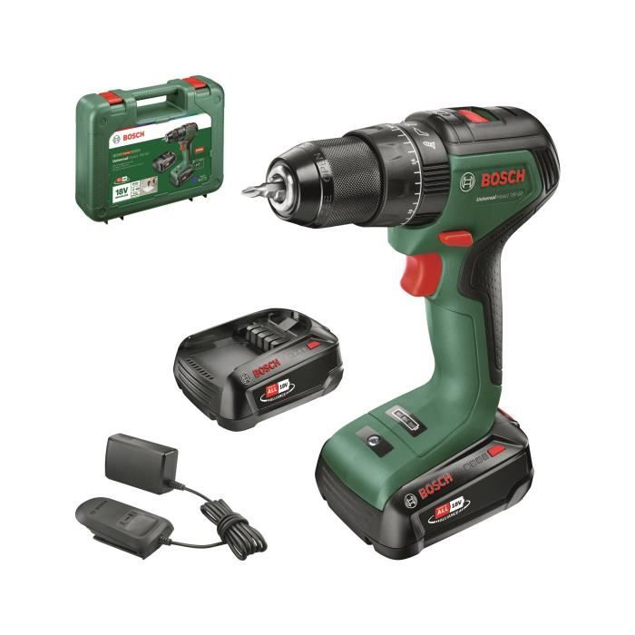 Bosch UniversalImpact 18V60 Brushless Drill Driver (+2x2.0Ah batteries) + AL 18V-20 charger - 06039D7102 nero