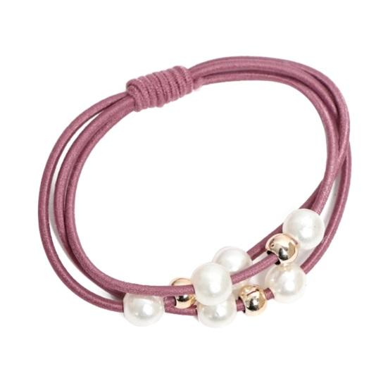 Girl Women Faux Pearl Hair Ring Knotted Rope Beaded Triad Hairband Jewelry Gift