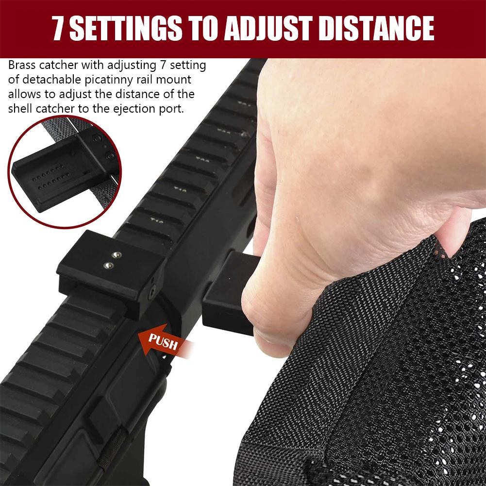 Quick Release Ammo Shell Bag Outdoor Ammo Bag Collection Net W/ Detachable Picatinny Brass Shell Catcher for Ammo Gear Accessory