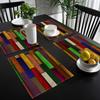 Vibrant Rainbow Wood Grain Patchwork Rectangular Placemat Set For Colorful Dining Table Decor Coffee Shop Store