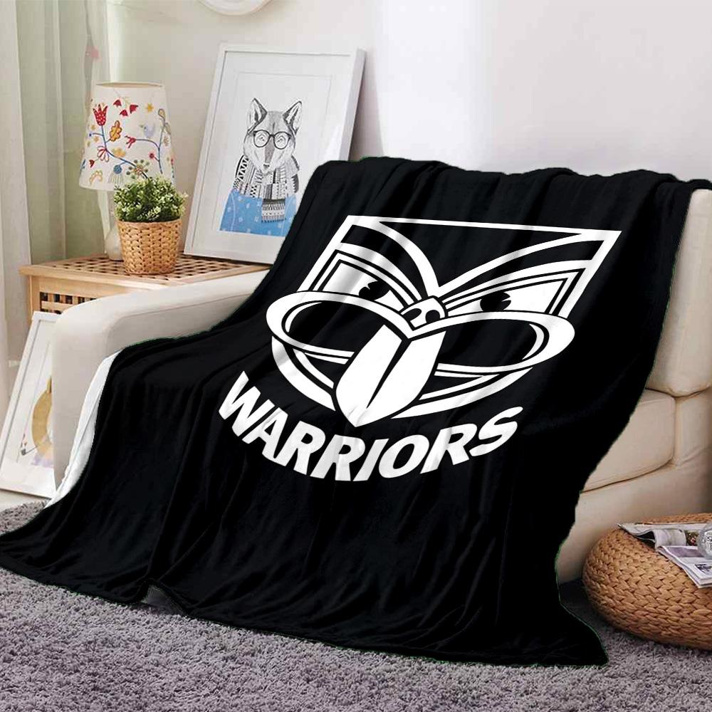 Warriors Team Black White Logo Print Flannel Throw Blanket Soft Plush Blanket for Sofa Couch Bedroom Sport Fan Home Decor