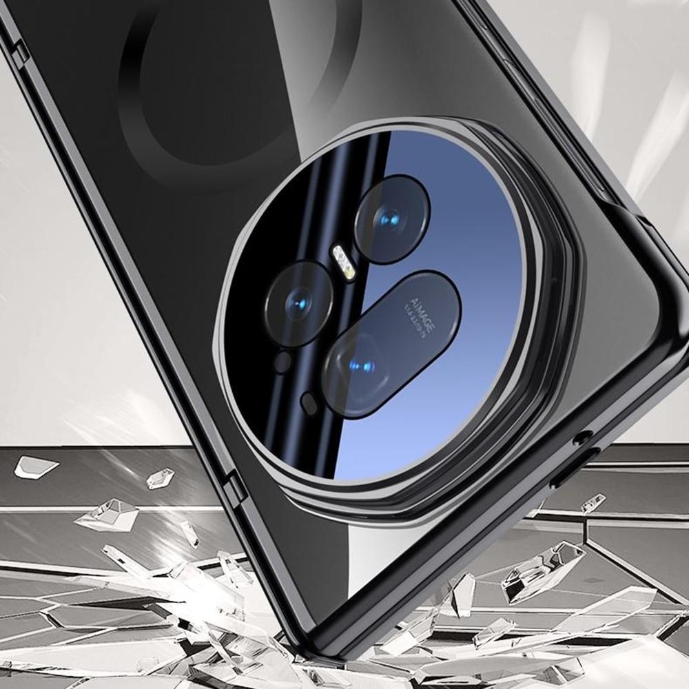 For Honor Magic V5 5G Magnetic Case PC+Acrylic Phone Cover with Anti-Spy Screen Protector,Lens Kickstand