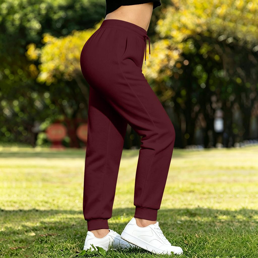 Women's Lined Wide Leg Joggers with Pockets - Loose Fit Straight Leg Sweatpants for Casual Wear