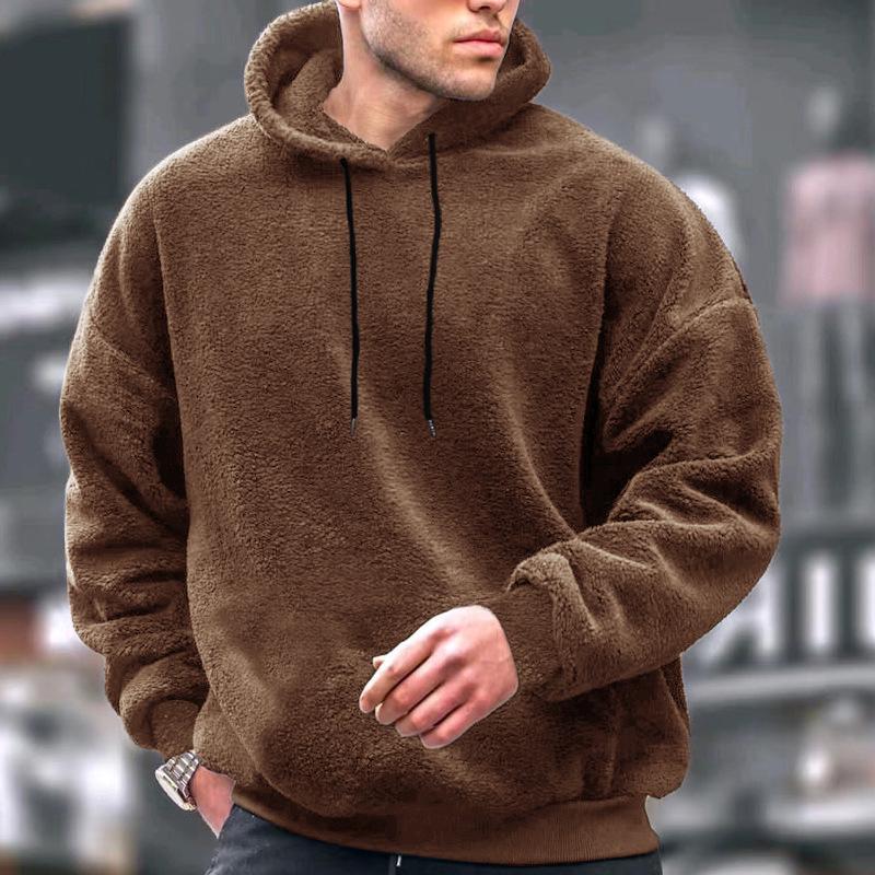 Men's Plus Size Hooded Casual Sweatshirt - Autumn/Winter Coral Fleece Fashion Style