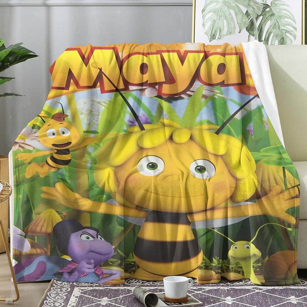 RIPMMaya The Bee With Flowers Throw Soft Flannel Throw Summer Blanket Lightweight Cozy Nap Blanket for Sofa Bed TravelR-I-P
