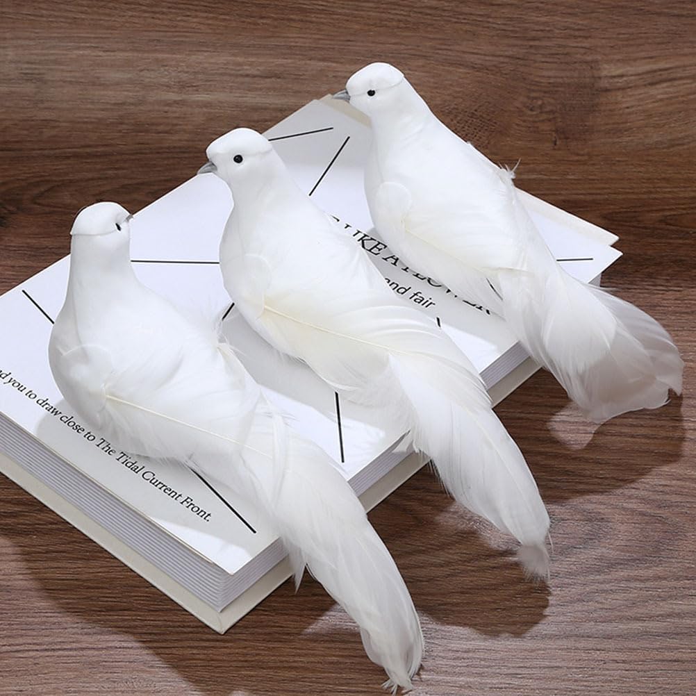 PRETYZOOM 2pcs White Christmas Birds Artificial Peace Dove Ornament Christmas Bird Ornaments with Clips Christmas Tree Bird Ornament Decorations