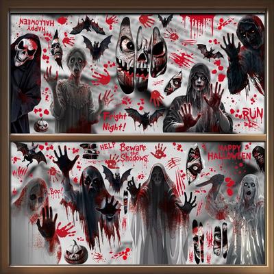 Halloween Window Clings Bloody Handprint Footprint Halloween Wall Decal Floor Clings Scary Halloween Decoration Window Stickers