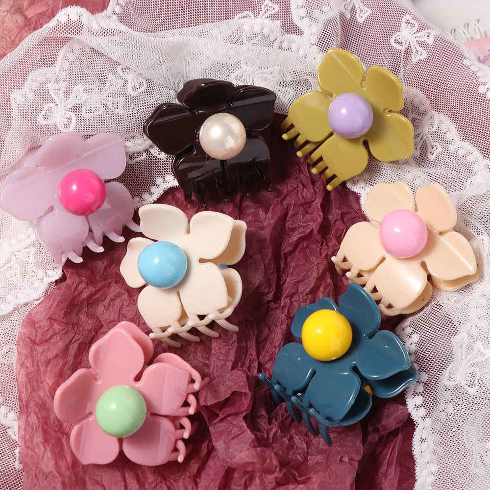 Hairpin Flower Hair Claw Plastic Plastic Shark Clip Sweet Hair Crab Clip Streetwear