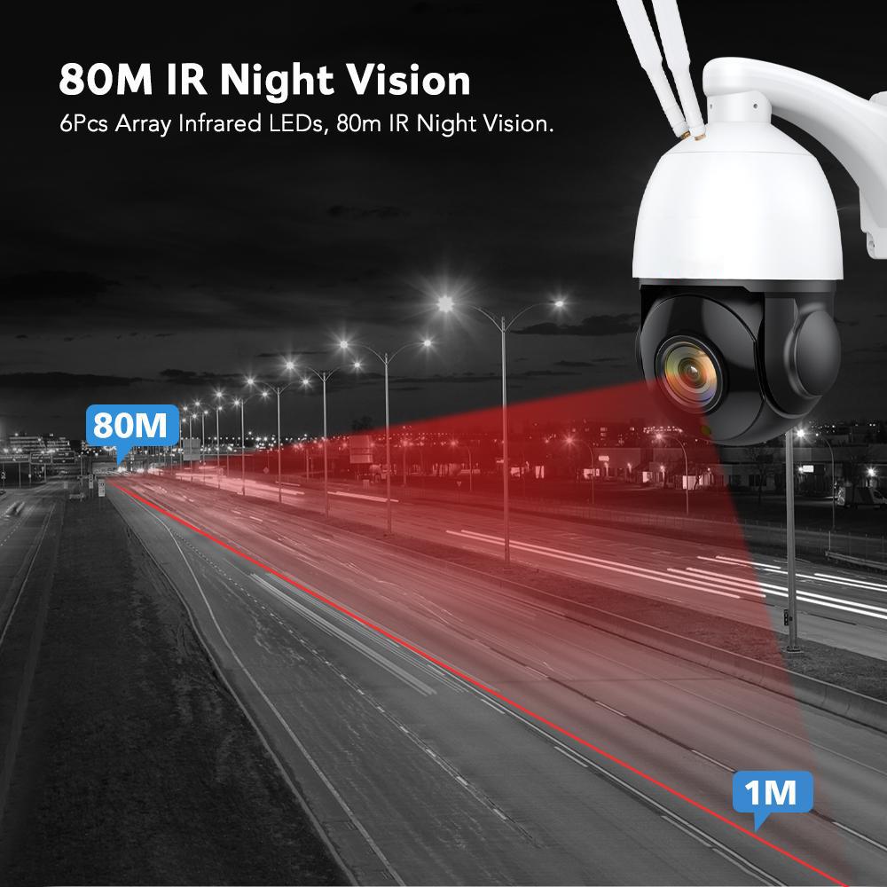 8MP Outdoor PTZ IP POE Kamera mit Schwenk-Neige-Funktion, 20x optischem Zoom und Personenerkennung, Speed-Dome-Überwachungskamera mit 320ft IR-Nachtsicht, Auto-Tracking