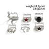 Salircon 6Pcs/set Gothic Snake Open Rings for Men Punk Creative Irregular Stars Adjustable Finger Ring Jewelry Halloween Gifts