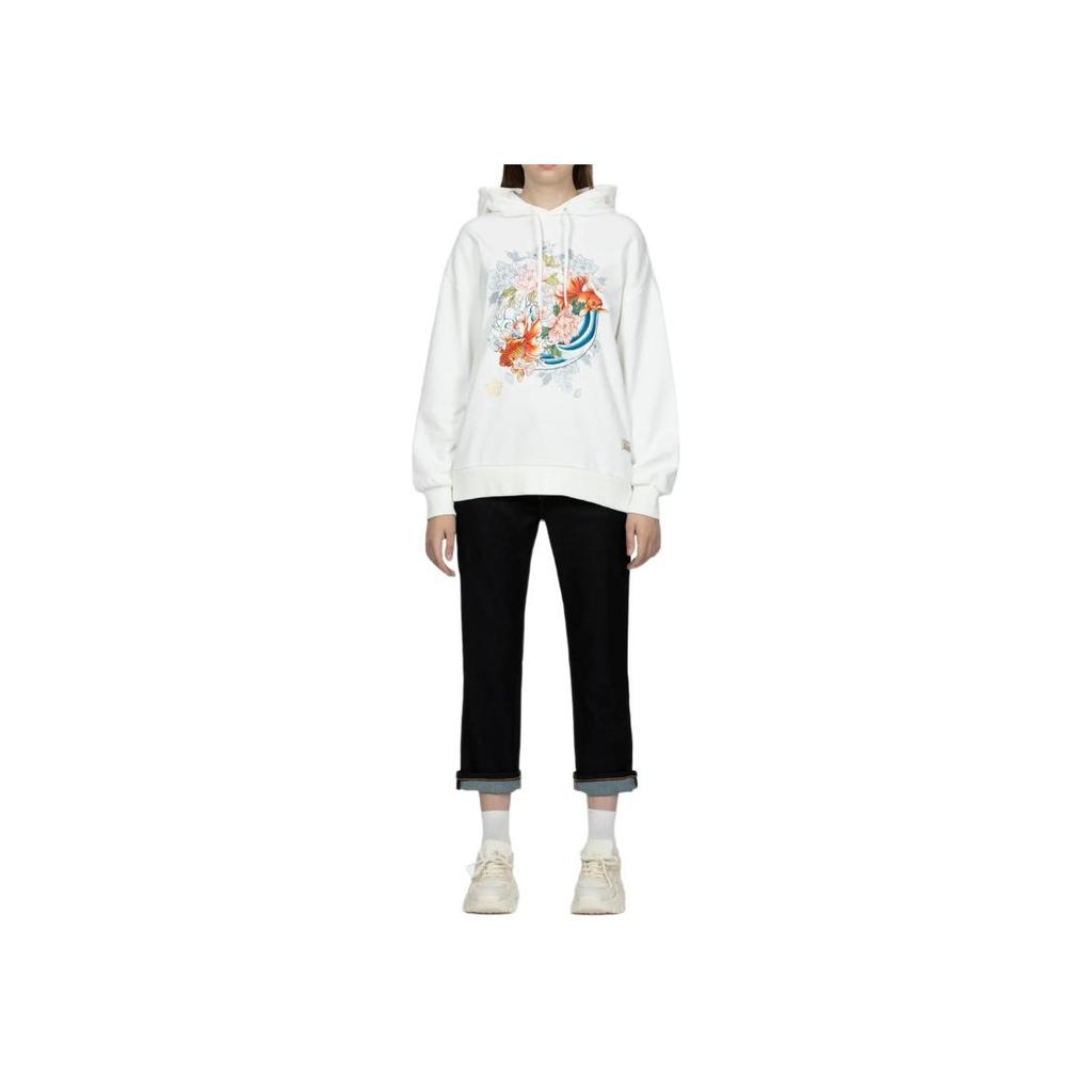 Evisu Aw23 Koi Fish Floral Print Oversized Hoodie Women Hoodies White 2EAHTW3SW4026OSCT