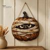 Decorative Hanging Party Sign Halloween Mummy Pumpkin Sign, Retro Wooden Pendant with Poplar Wood Holiday Plaque Hemp Rope for Front Door Wall