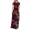 Women Fashion  Gradient Print Short Sleeve Spaghetti Maxi Dress