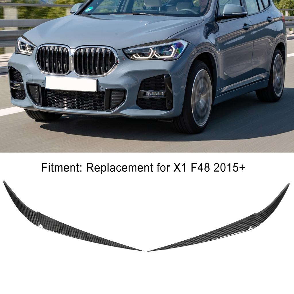 Pair Car Hdlight Eyebrows Front Left Right Trim Exterior Decoration Replacement for X1 F48 2015+(Carbon     )