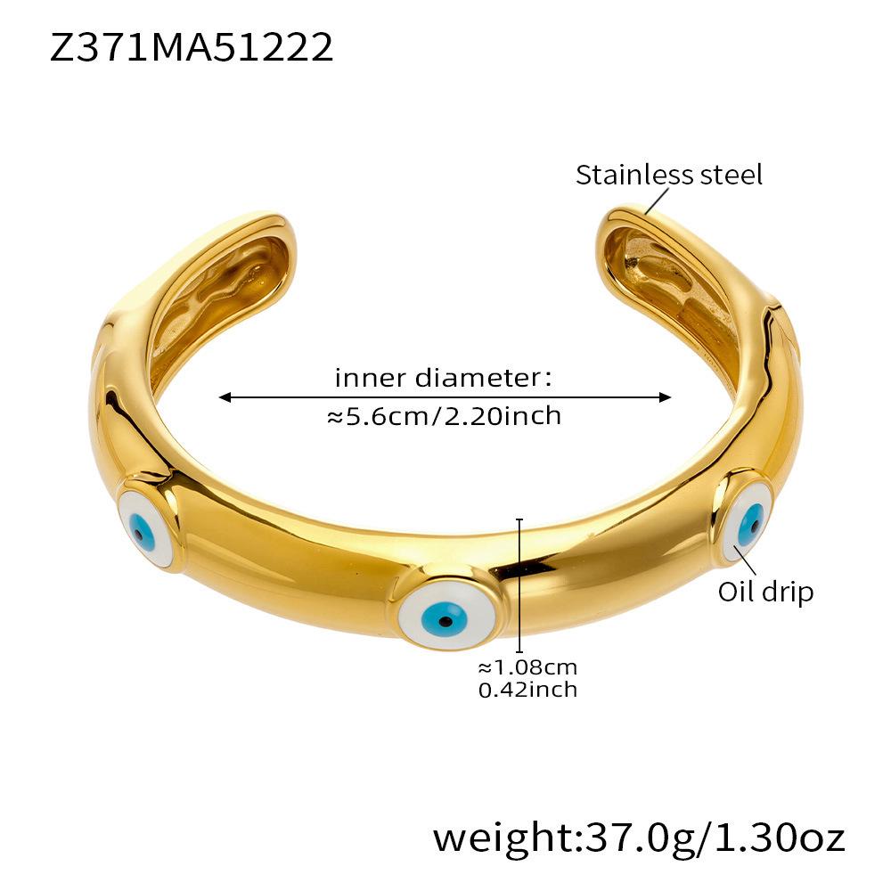 18K Gold-Plated Stainless Steel Geometric Bamboo Joint Multi-Color Cuff Bracelet Set