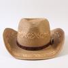 Beliebter europäischer und amerikanischer klassischer Strohgeflecht Western-Cowboyhut für Herren und Damen Outdoor-Mode OL-Stil Geflochtener Zylinder