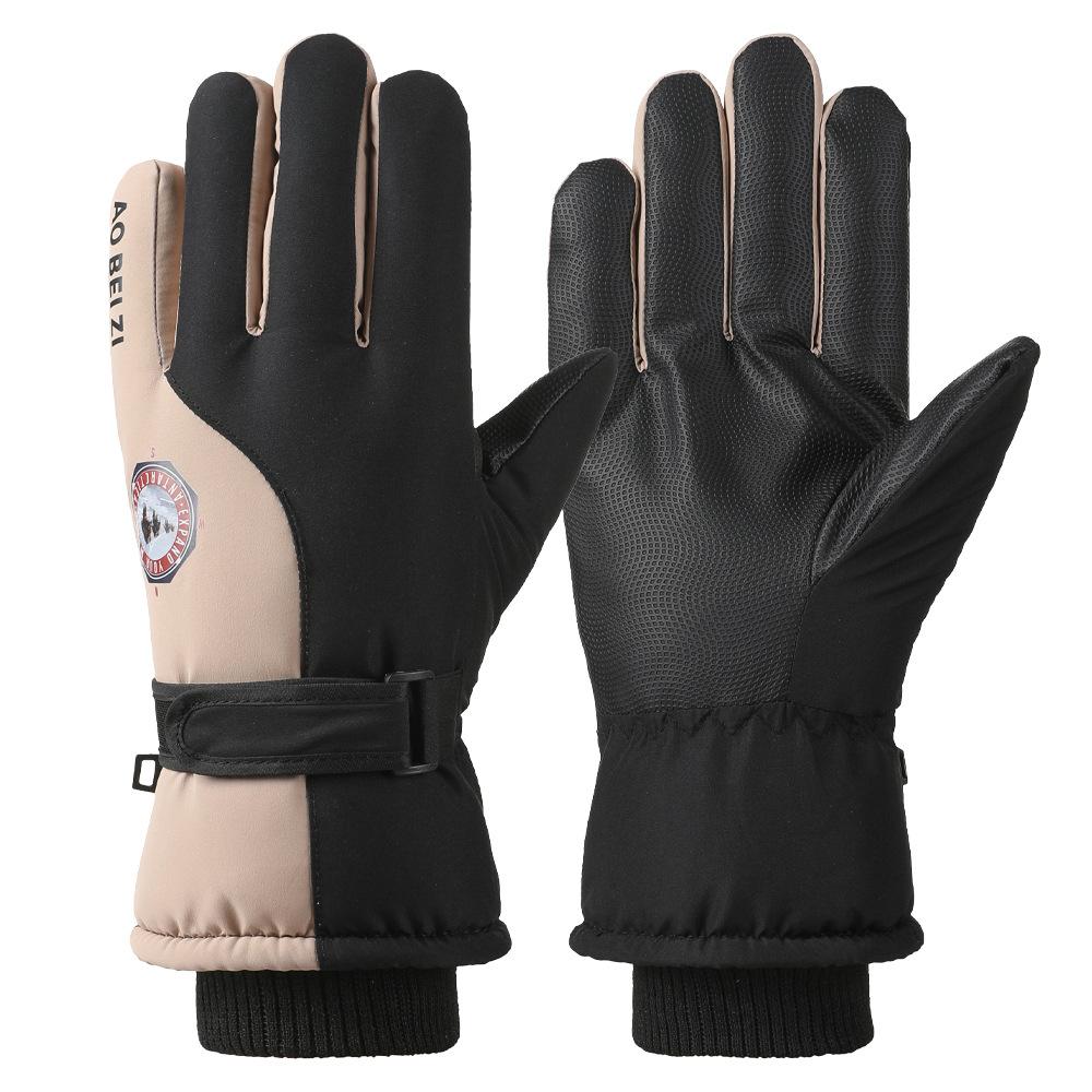 Ski Gloves for Men and Women Outdoor Winter Thickened Windproof Water Splashing Cold and Velvet Touch Screen Riding Warm Gloves
